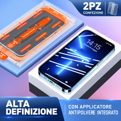 Pellicola Protettiva in Vetro Temperato per iPhone | 2 Pezzi con Kit di Applicazione Antipolvere | Alta Trasparenza | Anti-Impronte | Protezione Antiurto | Applicazione Facile e Precisa - MAGIC