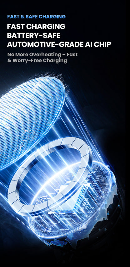 Supporto Magnetico Auto con Ricarica Wireless 15W – Rotazione 180°, Super Magneti N52, Fissaggio a Vuoto - A14