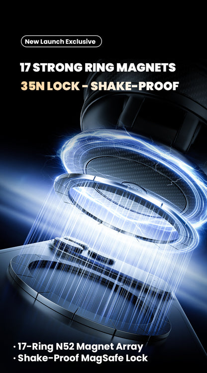 Supporto Magnetico Auto con Ventosa a Vuoto + Profumatore Integrato | Rotazione 4 Assi | MagSafe Ultra Potente - A15
