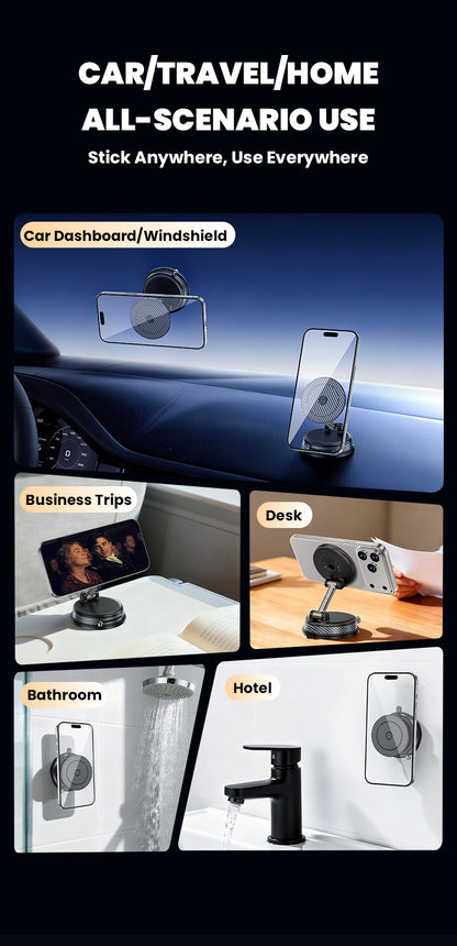 Supporto Magnetico Auto con Ventosa a Vuoto + Profumatore Integrato | Rotazione 4 Assi | MagSafe Ultra Potente - A15