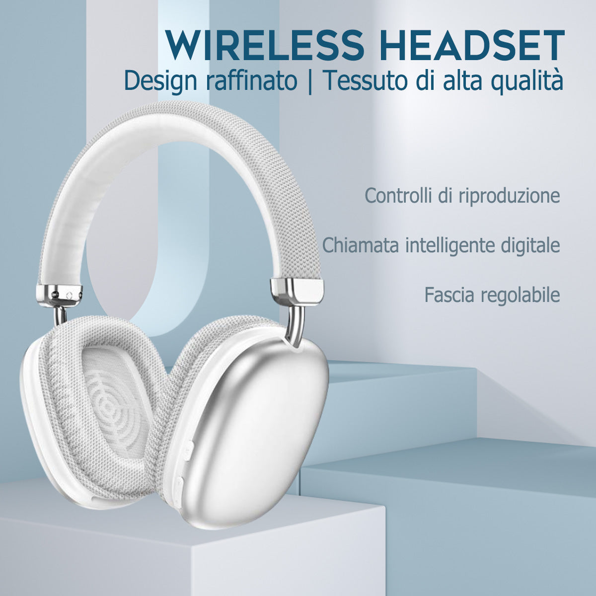 Cuffie Bluetooth Wireless Pieghevoli con Microfono – Stereo HiFi, Riduzione Rumore, Leggere, Regolabili, per Gaming e Musica - ST-37