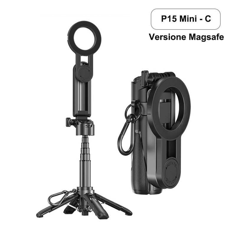 Mini Treppiede Selfie Stick Bluetooth Pieghevole｜Design leggero · Riprese multi-scenario · Telecomando wireless｜Leggero e pratico · Scatta in libertà｜Versione MagSafe disponibile – P15 MINI