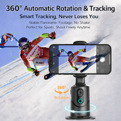 Supporto smartphone con gimbal AI e tracciamento facciale｜Auto tracking｜Controllo doppio: gesti + remoto｜Senza app｜Ideale per live e video - Q12