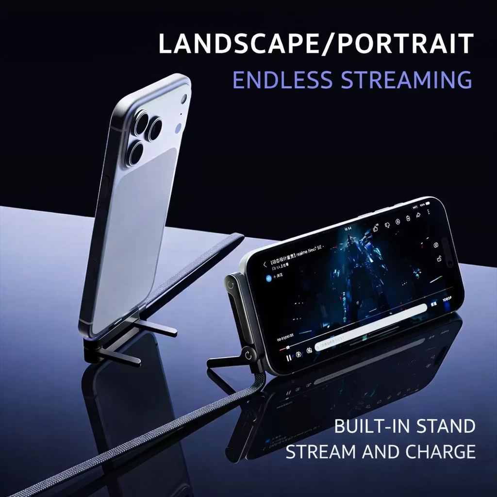 Cavo intrecciato di ricarica rapida 240W 1.5M con supporto pieghevole 360°  compatibile con iPhone e Android - X90A