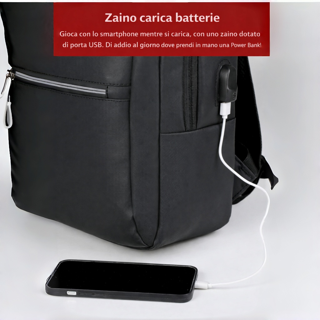 Zaino Business Multifunzionale per Viaggi, Pendolarismo, Lavoro e Uso Quotidiano, con Ricarica USB, Impermeabile, Riflettente e Scomparti Multipli - 2223