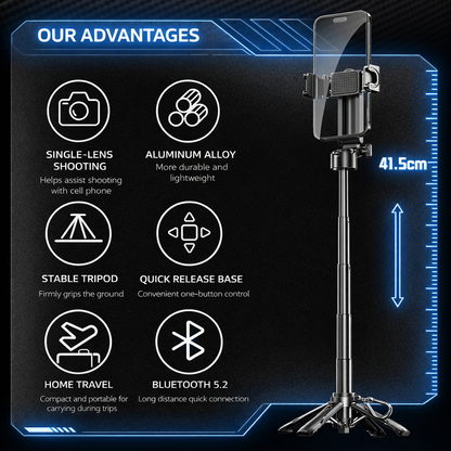 Mini Treppiede Selfie Stick Bluetooth Pieghevole｜Design leggero · Riprese multi-scenario · Telecomando wireless｜Leggero e pratico · Scatta in libertà｜Versione MagSafe disponibile – P15 MINI