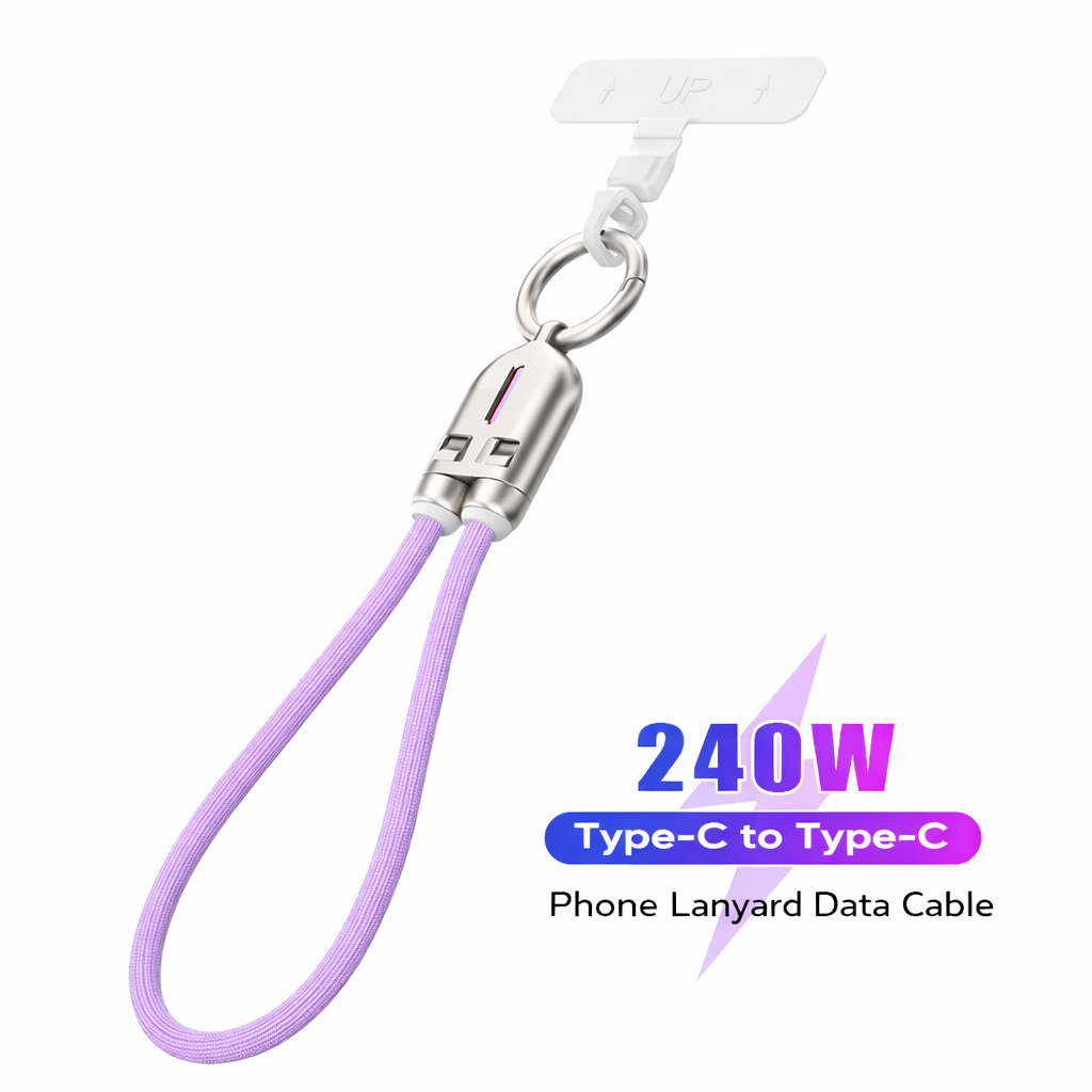 Laccetto per Smartphone con ricarica rapida Type-C 240W | materiale Nylon resistente | per polso e tracolla- V48