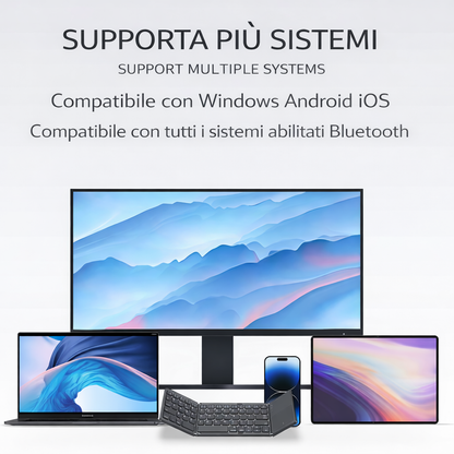 Tastiera Bluetooth Pieghevole a Tre Ante con Touchpad Integrato |compatibile con smartphone tablet e laptop - B033