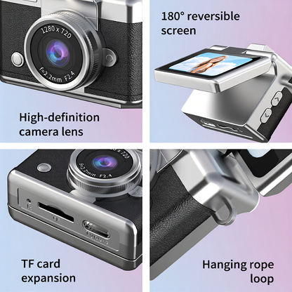 Mini Fotocamera Digitale portatile | Schermo Selfie Rotante 180° | Foto e Video HD 1280x720P | 32GB incluso- LK-027