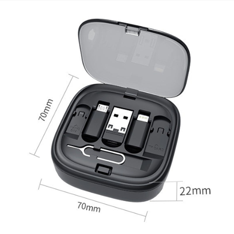 Cavo dati 6 in 1 retrattile multifunzione | Ricarica rapida 60W | Supporto per telefono integrato | Scatola organizer compatta - CV61