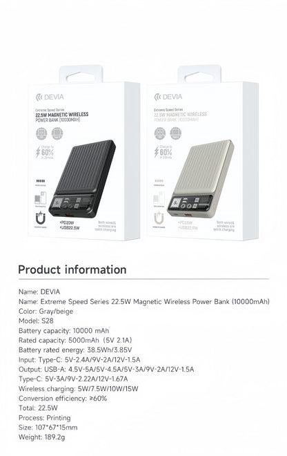 POWER Bank da 10000mAh magnetic wireless Ricarica Rapida -con usb-Type-c