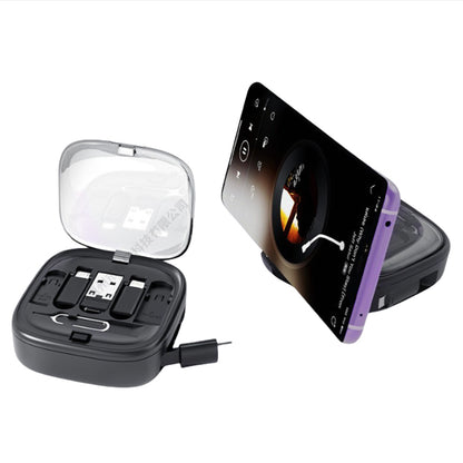 Cavo dati 6 in 1 retrattile multifunzione | Ricarica rapida 60W | Supporto per telefono integrato | Scatola organizer compatta - CV61