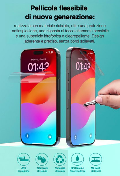 Devia pellicola in materiale riciclato, trasparente lucida, anti-esplosione e autorigenerante - G013