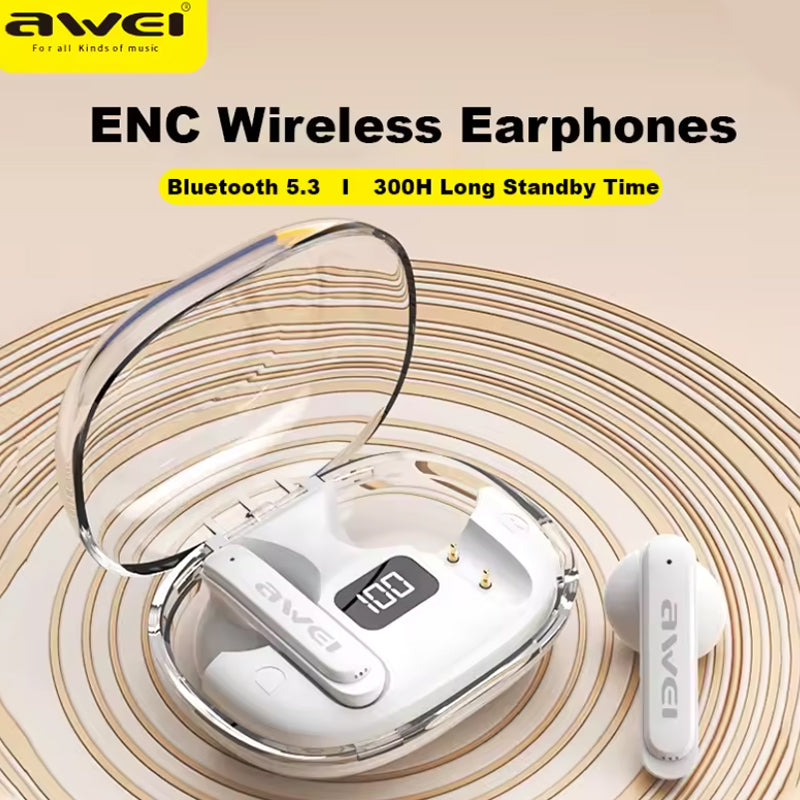 Awei T86-ENC – Auricolari Wireless Bluetooth 5.3 🎶 | ENC Noise Cancelling 🔇 | Display LED 🔋 | Custodia 500mAh ⚡ | Gaming Mode 🎮 | IPX6