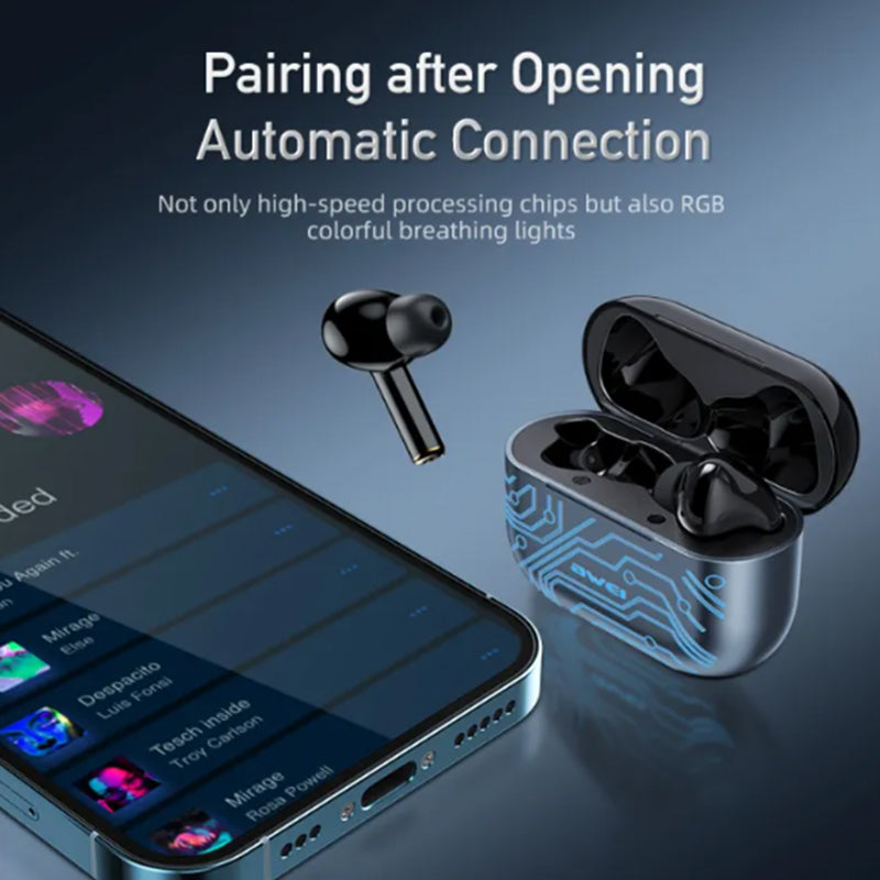 🎧 Awei T29 Pro – Auricolari Bluetooth 5.3 Gaming & Musica | Bassi Potenti, LED RGB, Ultra-Low Latency 65ms, Ricarica Rapida 10min=3h, Waterproof IPX5, Touch Control Smart