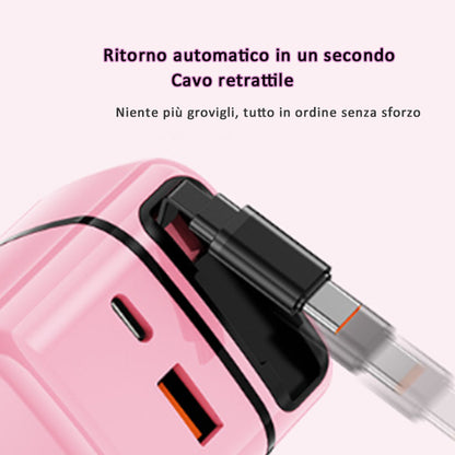 Caricatore GaN 35W Super Fast Charge – Doppia Porta Type-C con Cavo Retrattile Integrato - CG01