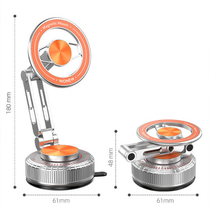 Supporto Magnetico a Ventosa in Metallo, Pieghevole e Regolabile, Rotazione a 360°, Multisuperficie per Auto, Casa e Ufficio, Ideale per Cruscotti e Superfici Lisce – X2-102