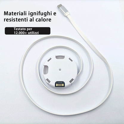 Cavo retrattile 70W | Ricarica rapida | Compatibile Apple & Android | Modulo cavo singolo | Ideale per auto e ricarica wireless