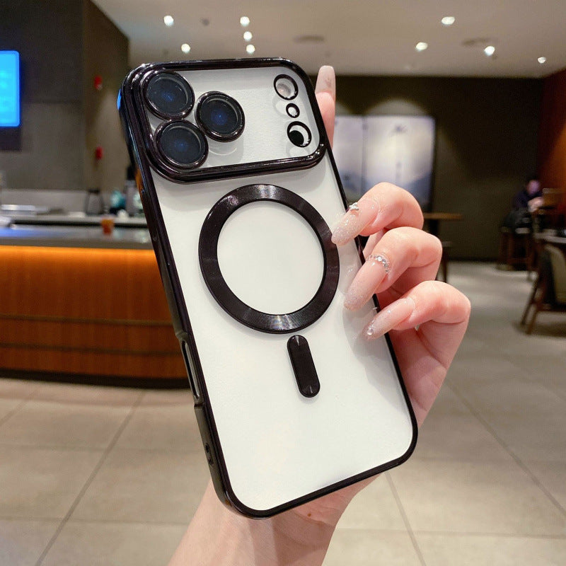 Cover per iPhone trasparente con bordi colorati, compatibile con MagSafe e protezione per la fotocamera - 6020
