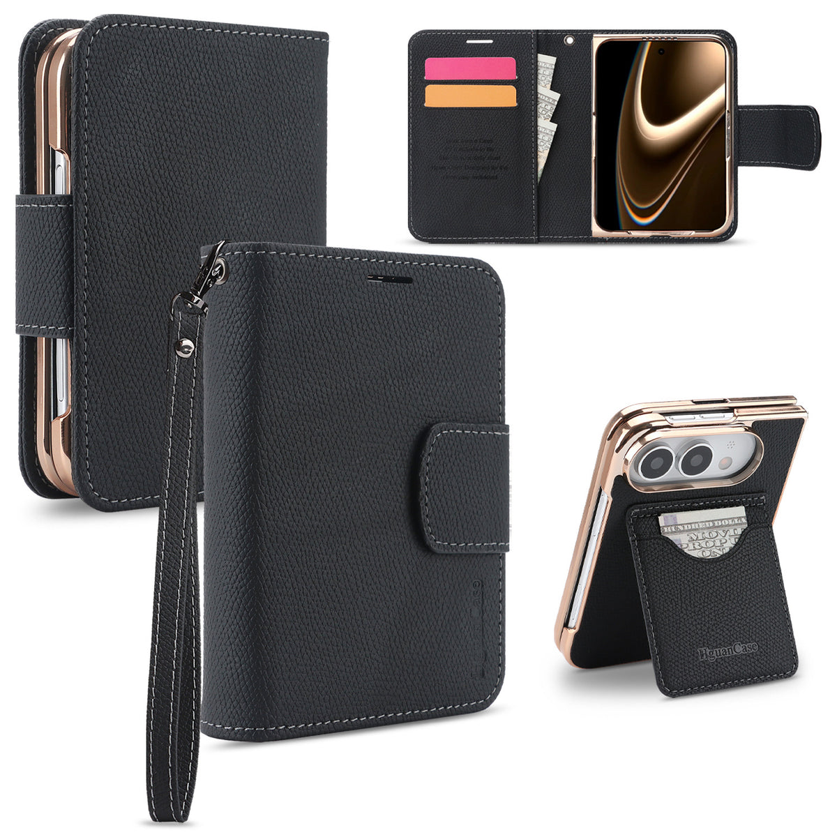 Cover a Libro 2 in 1 Magnetica e Staccabile per iPhone Duo, Custodia Portafoglio in PU con Porta Carte, Supporto Verticale e Orizzontale, Chiusura Magnetica e Laccetto-DUO-L01