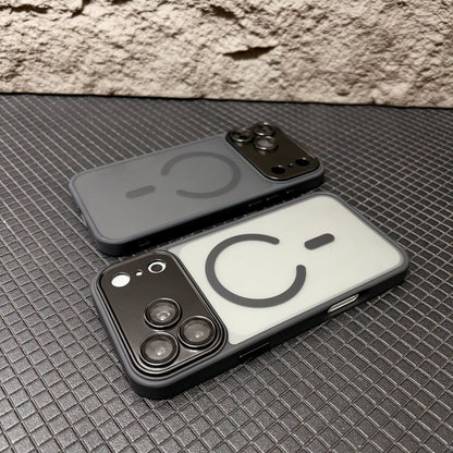 Cover per iPhone con Protezione Fotocamera, Trasparente Effetto Fumé, Compatibile con MagSafe – 6048