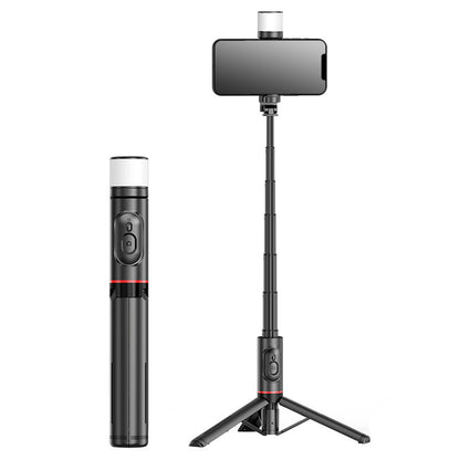 Selfie Stick Mini All-in-One Portatile per Smartphone con Treppiede Integrato, Luce di Riempimento e Telecomando Bluetooth - Q12S