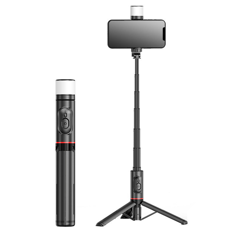 Selfie Stick Mini All-in-One Portatile per Smartphone con Treppiede Integrato, Luce di Riempimento e Telecomando Bluetooth - Q12S