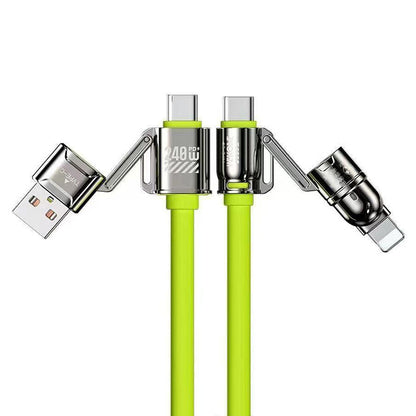 Cavo di Ricarica Rapida 4 in 1 da 240W 1.2M – USB | USB-C | Type-C | Lightning – Silicone Liquido, Alta Velocità Dati - WDC-51