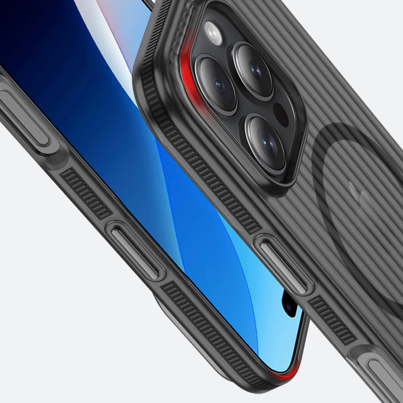 Cover per iPhone con superficie ondulata al tatto, effetto pelle, compatibile con MagSafe - 6047
