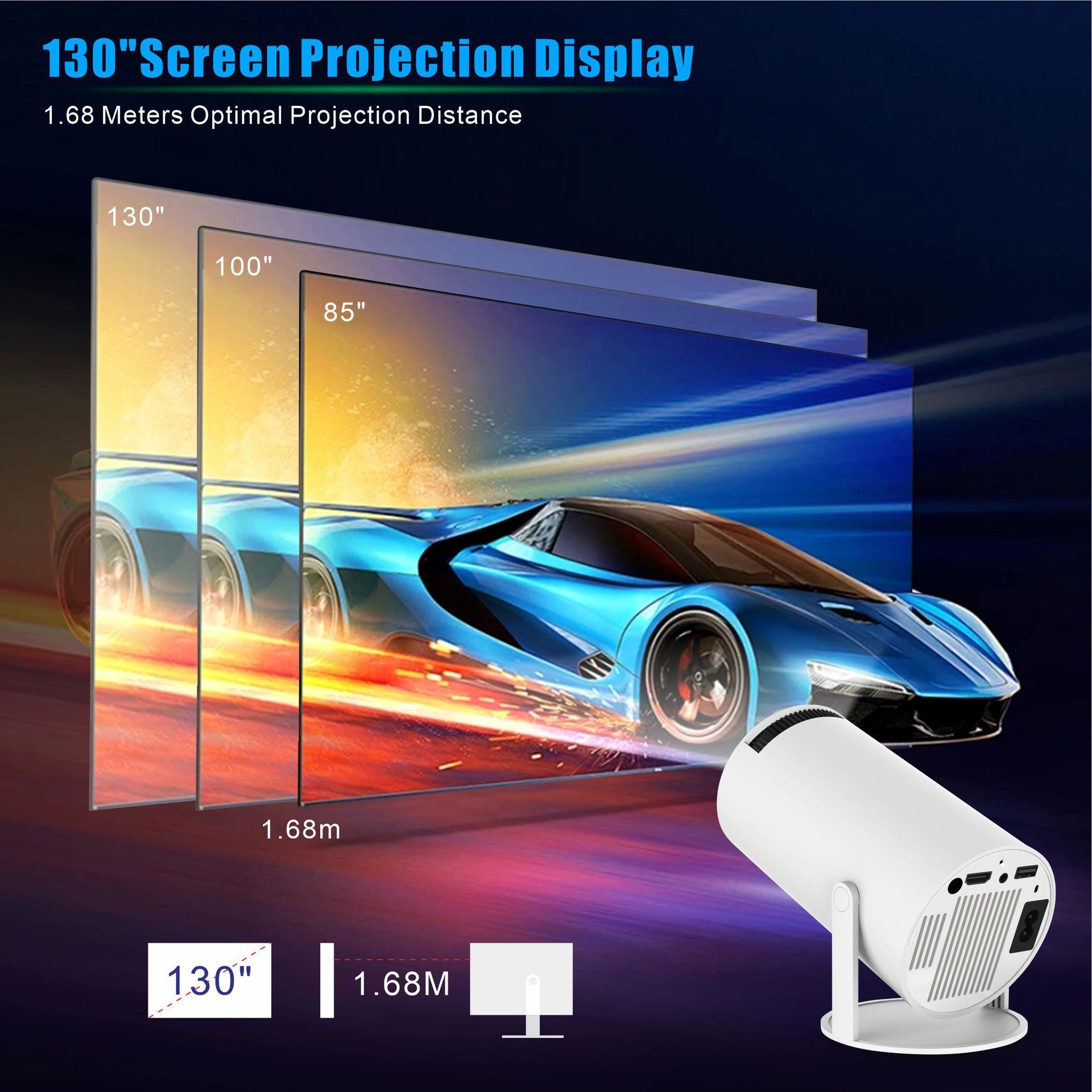 HY300PRO New | Mini proiettore portatile 4K | Android integrato | Proiezione wireless | Home cinema compatto