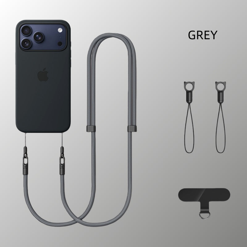 Cordino Universale Regolabile per Smartphone – Doppio Cordino Intrecciato con Moschettoni in Metallo e Piastra TPU - CD02