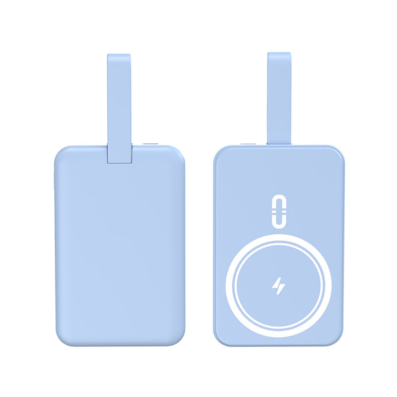 Power bank portatile di grande capacità da 10.000 mAh, con ricarica rapida wireless magnetica di emergenza e cavo integrato - YJ01