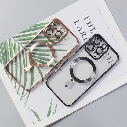 Cover per iPhone trasparente opaca con bordi colorati, compatibile con MagSafe e con protezione fotocamera - 6021