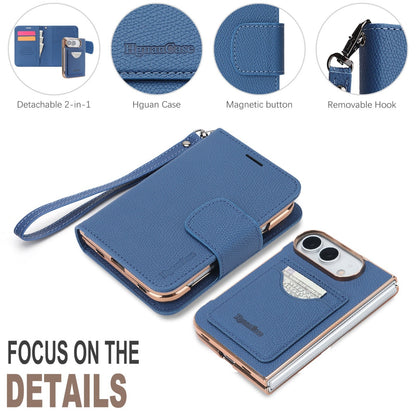 Cover a Libro 2 in 1 Magnetica e Staccabile per iPhone Duo, Custodia Portafoglio in PU con Porta Carte, Supporto Verticale e Orizzontale, Chiusura Magnetica e Laccetto-DUO-L01