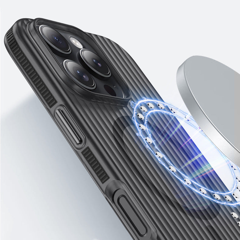Cover per iPhone con superficie ondulata al tatto, effetto pelle, compatibile con MagSafe - 6047