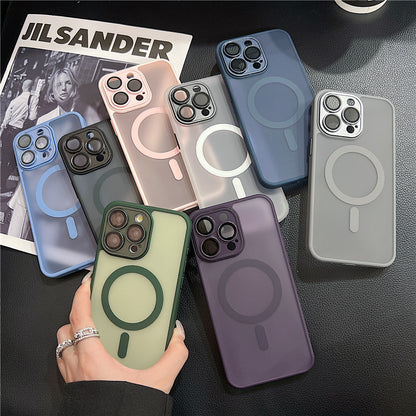 Cover per iPhone con Protezione Fotocamera, Trasparente Effetto Fumé, Compatibile con MagSafe – 6048