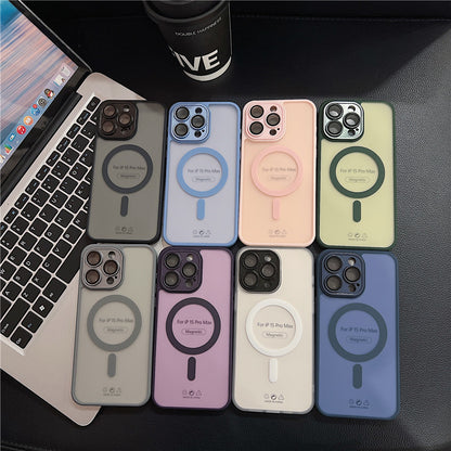 Cover per iPhone con Protezione Fotocamera, Trasparente Effetto Fumé, Compatibile con MagSafe – 6048