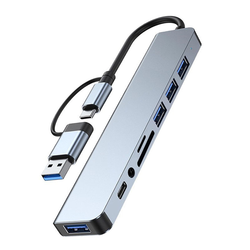 Hub USB C 8 in 1 Adattatore Type-C Multiporta con USB 3.0, USB 2.0, Lettore SD/TF e Jack Audio 3.5mm per Laptop e Tablet - HUB-8+1