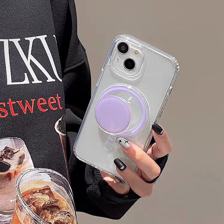Supporto magnetico estensibile per smartphone | Stile Macaron | Anello in silicone con base ad aria trasparente | Supporto da tavolo multifunzione – SU-7