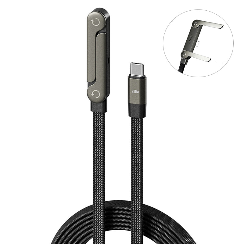 Cavo intrecciato di ricarica rapida 240W 1.5M con supporto pieghevole 360°  compatibile con iPhone e Android - X90A