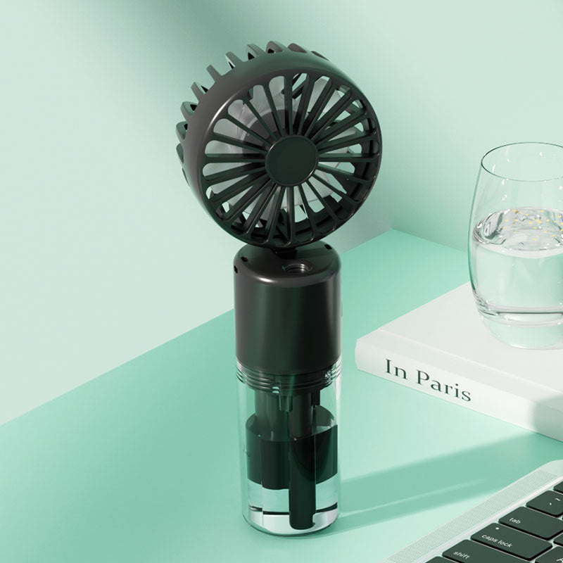 Mini Ventilatore Portatile con Nebulizzatore – 3 in 1: Da Tavolo, Manuale o da Collo | Ideale per Viaggi e Attività all’Aperto- F2