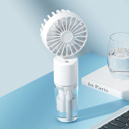 Mini Ventilatore Portatile con Nebulizzatore – 3 in 1: Da Tavolo, Manuale o da Collo | Ideale per Viaggi e Attività all’Aperto- F2