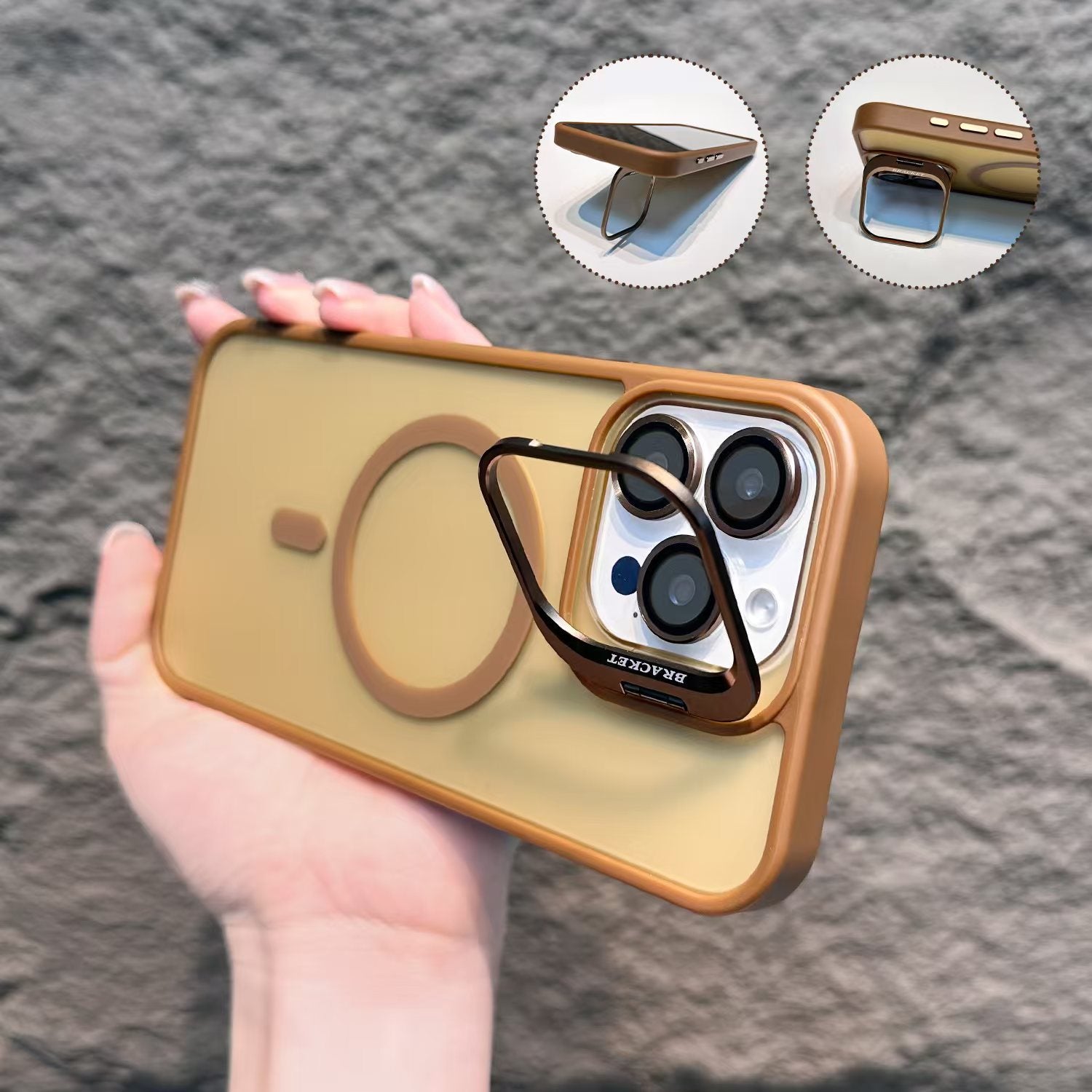 Cover iPhone con Supporto Fotocamera Integrato – Semi-trasparente, Compatibile MagSafe - 1107