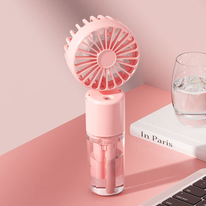 Mini Ventilatore Portatile con Nebulizzatore – 3 in 1: Da Tavolo, Manuale o da Collo | Ideale per Viaggi e Attività all’Aperto- F2