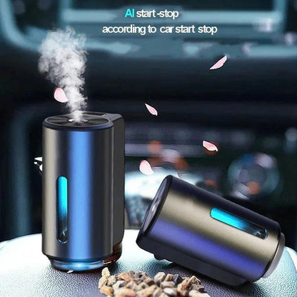 Diffusore Aromi Smart per Auto | Nebulizzatore Automatico a Nebbia Fredda | Design in Alluminio  | Luce LED ambientale blu |  3 aromi inclusi - XX01