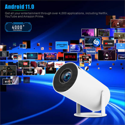 HY300PRO New | Mini proiettore portatile 4K | Android integrato | Proiezione wireless | Home cinema compatto