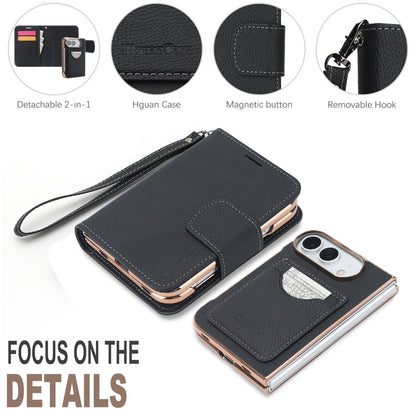 Cover a Libro 2 in 1 Magnetica e Staccabile per iPhone Duo, Custodia Portafoglio in PU con Porta Carte, Supporto Verticale e Orizzontale, Chiusura Magnetica e Laccetto-DUO-L01