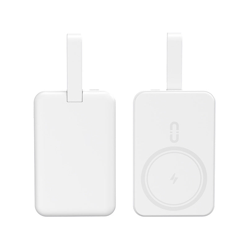 Power bank portatile di grande capacità da 10.000 mAh, con ricarica rapida wireless magnetica di emergenza e cavo integrato - YJ01