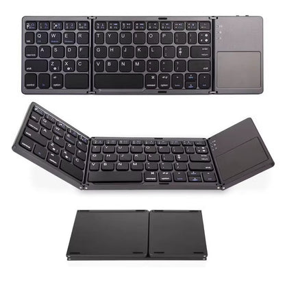 Tastiera Bluetooth Pieghevole a Tre Ante con Touchpad Integrato |compatibile con smartphone tablet e laptop - B033
