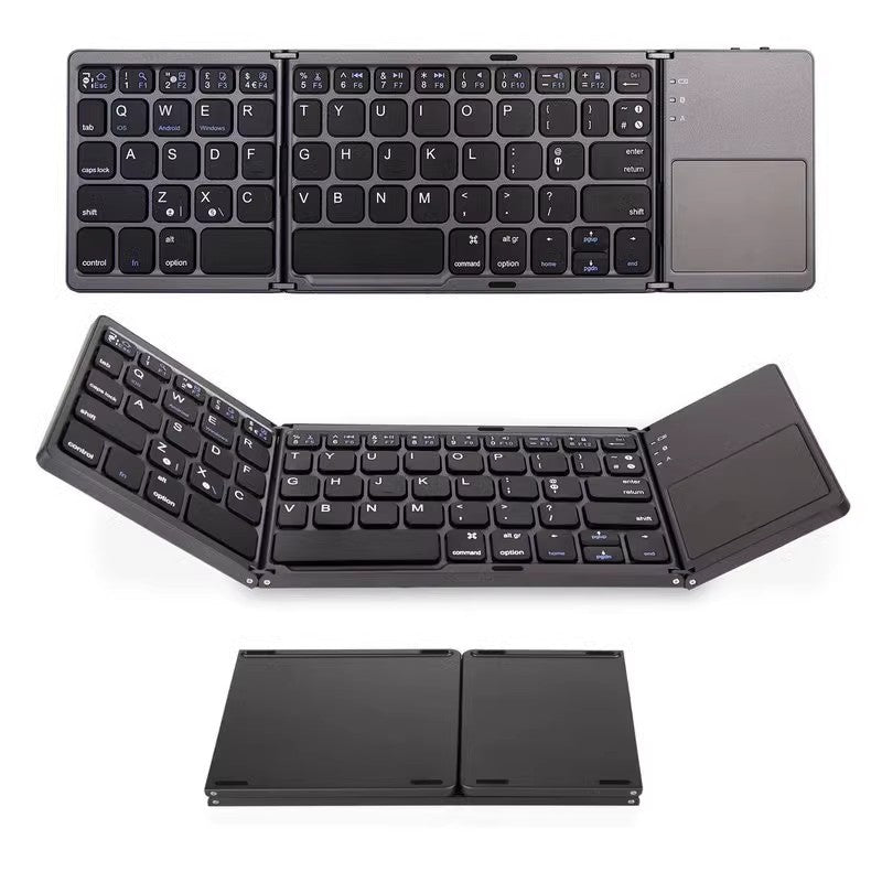 Tastiera Bluetooth Pieghevole a Tre Ante con Touchpad Integrato |compatibile con smartphone tablet e laptop - B033